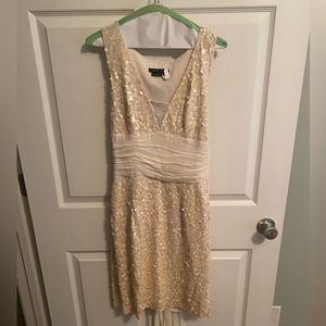 BCBG off white sequin dress. Worn twice & dry cleaned